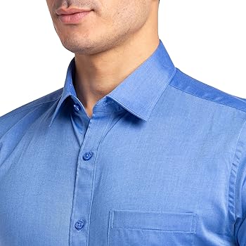 Raymond Men's Slim Fit Pure Cotton Solid Pattern Semi Cutaway